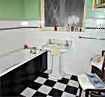 Black and white lino tiles, which seemed to be on the floor of every bathroom of houses built in the 1930s UK, thumbnail