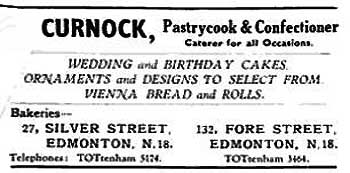 Advert for Curnock bakery, 1930s