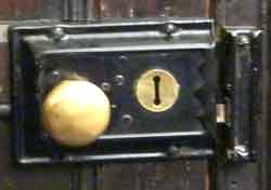 Typical door handle and lock from a 1930s kitchen to the back garden 