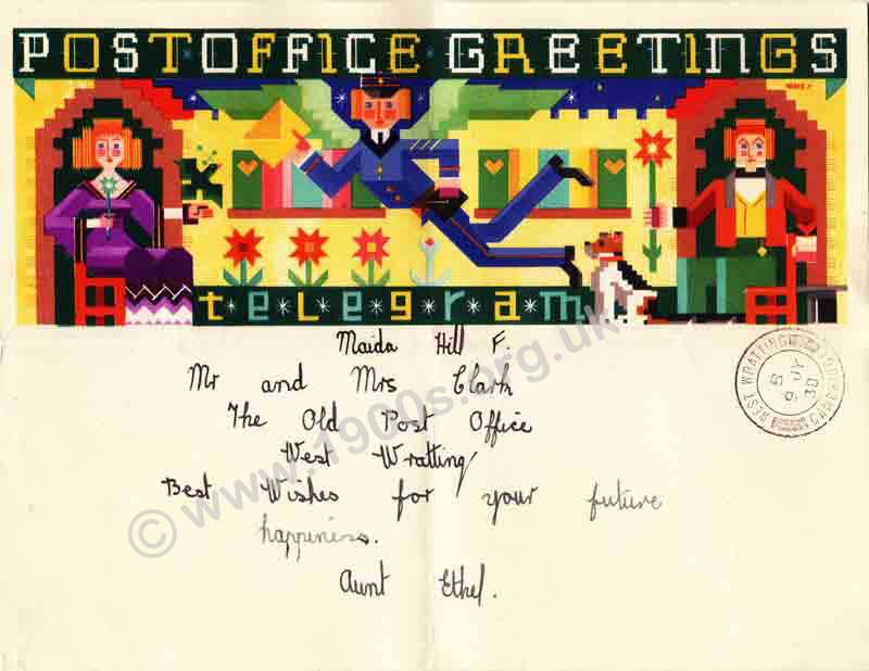 A handwritten greetings telegram