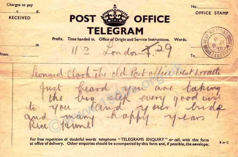 Standard Post Office telegram