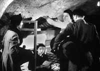 Bunk beds in the official shelters in the London Underground in World War Two