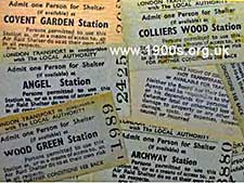 Tickets for using the London Underground to shelter from bombs in the blitz of WW2