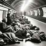 sheltering overnight on London Underground platforms in WW2
