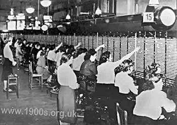 Manual telephone exchange, London, 1940s