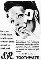 Advert for SR toothpaste in a 1943 magazine