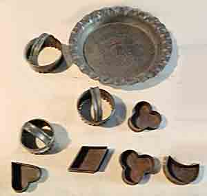 Old metal biscuit cutters and moulds for cakes and tarts