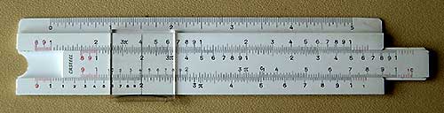 Log scale (second scale down from the top) on a slide rule