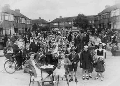 Small scale photo of WW2 Victory peace party for the roads around Hazel Close, Edmonton, UK