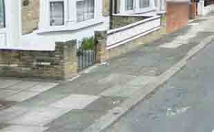 Street pavement suitable for playing hopscotch