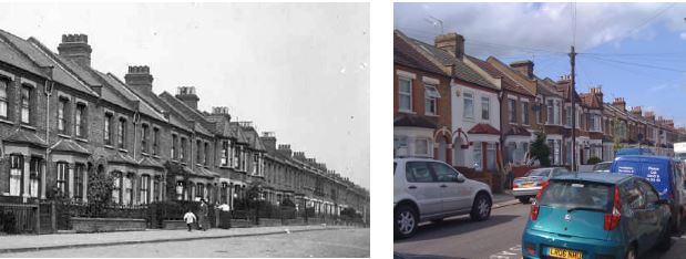 Warwick Road, Edmonton, in the early 1900s and now