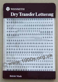 Sheet of dry transfer lettering, also known as Letraset