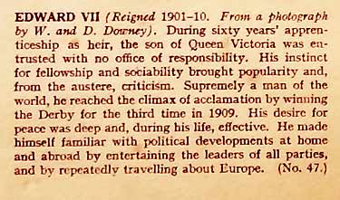 Cigarette card information on King Edward VII