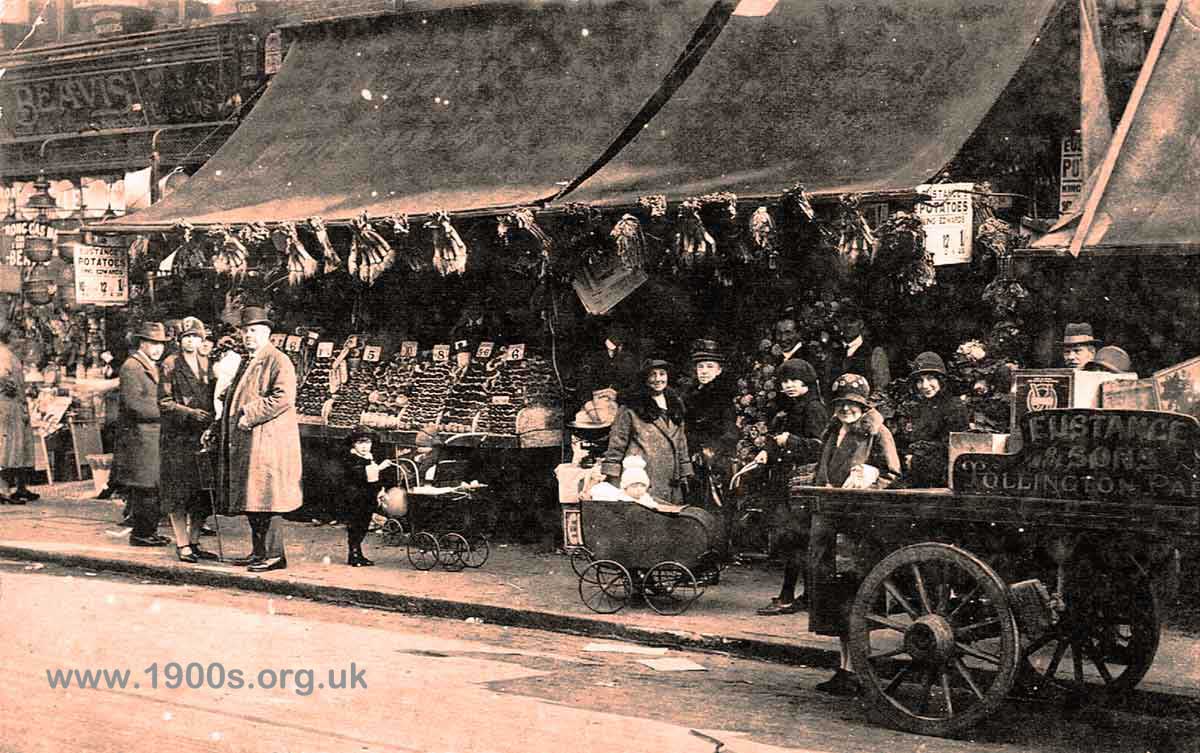 A typical greengrocers of early 1900s London, small image