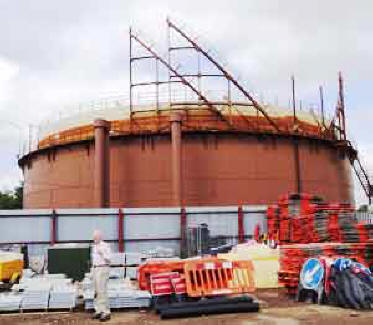 Shell of an old gasometer, Farnham, England