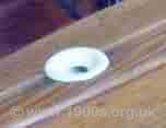 China ink well set in a hole in a school desk - common from Victorian times to the 1960s