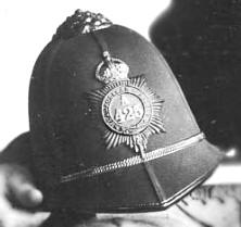 A policeman's helmet in the early 1900s