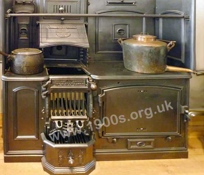 Old Victorian or Edwardian coal-fired kitchen range, also known as a kitchener.