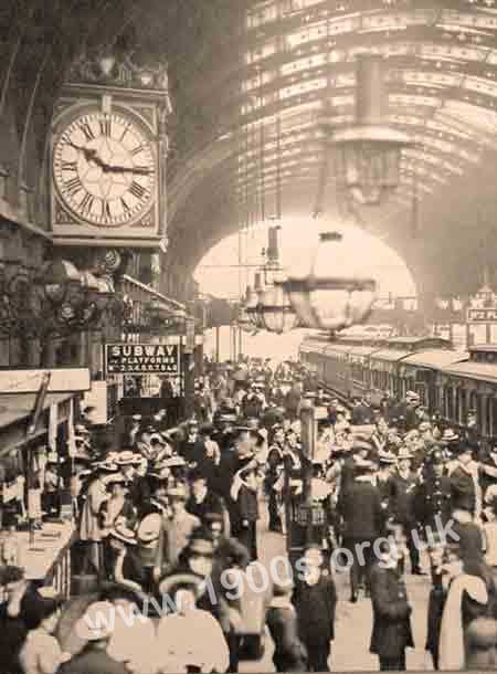 A busy train station in the early 1900s