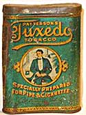 Tuxedo tobacco tin, curved to fit comfortably into a man's breast pocket