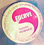 Tooth powder, based on salt and bocarbonate of soda, as used for cleaning teeth in the early 1900s