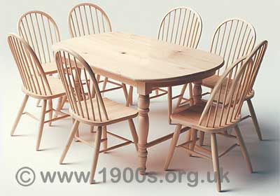 Victorian kitchen furniture: table and chairs