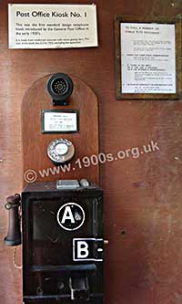 Inside a UK 1920s public phone box