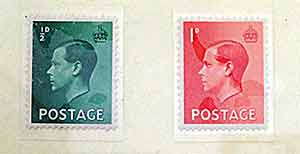 half pence and one pence Edward VIII postage stamps