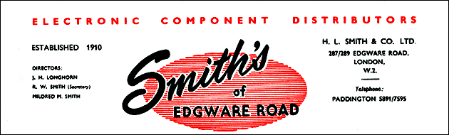 Advert for one of the many shops in the Edgware Road selling post-war electronic components