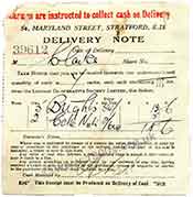 1938 London receipt / delivery note for coal, 
showing the favoured types as 'Brights' and coke nuts