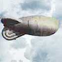 WW2 barrage balloon over night sky 