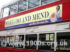 'Make do and mend' advert on the side of a bus during WW2