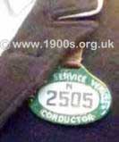 Identification tag worn by a London bus conductor 