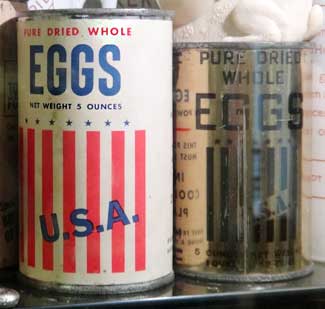 Two types of WW2 dried egg tin - from USA