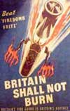 Poster showing a WW2 fire bomb, also known as an incendiary bomb,