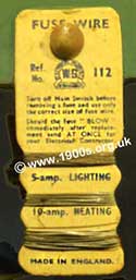 Pack of fuse wire, mid 1900s, UK: 5 amp for lighting and 15 amp for heating, 2 of 2