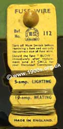 Pack of fuse wire, mid 1900s, UK: 5 amp for lighting and 15 amp for heating, 2 of 2