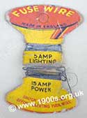 Pack of fuse wire, mid 1900s, UK: 5 amp for lighting and 15 amp for heating, 1 of 2