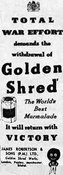 Advert for Golden Shred Marmalade in a 1943 magazine.