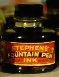 Old ink bottle containing ink for filling fountain pens