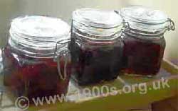 Fruit preserved by bottling in Kilner Jars.