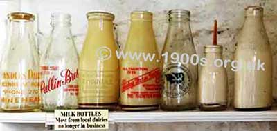 milk bottles, 1940s, 1960s and 1970s