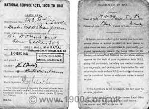 Medical grade card showing suitability for national service during WW2