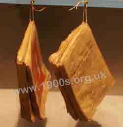 Brown paper bags on a string - common in shops in the 1940s