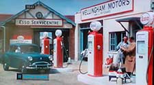 Typical old style petrol station, known as a garage, 1940s, 1950s and 1960s Britain