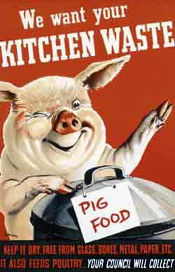 WW2 World War Two poster encouraging the collection of food scraps for pig swill.
