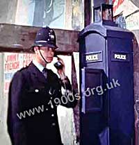 One of several types of police phone box, 
  common on the streets of the UK in the 1940s and 1950s