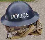 WW2 police helmet and canvas bag, UK