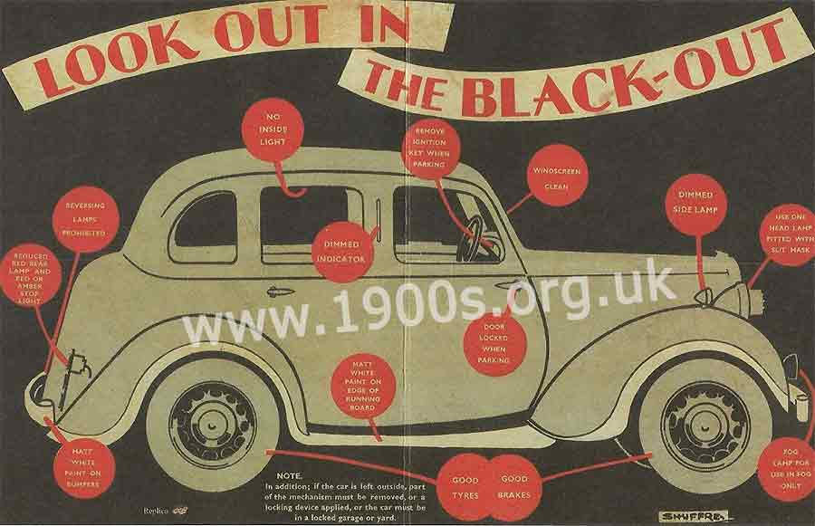 Poster labelling the requirements for dimming car lights in the WW2 blackout