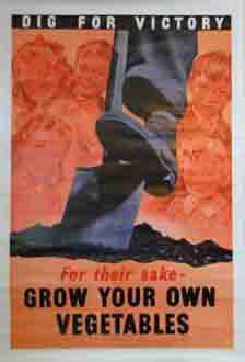 WW2 poster encouraging households to grow their own vegetables, 'Dig for Victory'.